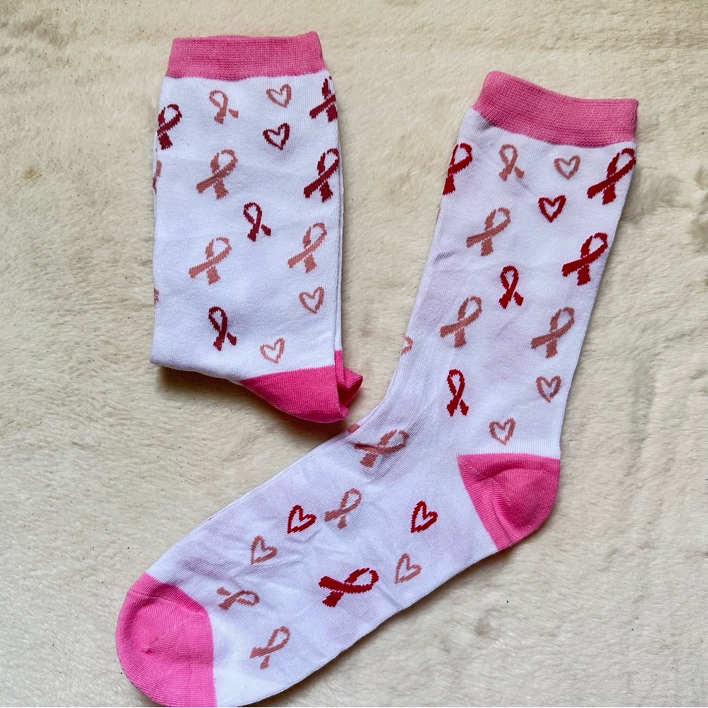Breast Cancer Support Awareness Socks NWOT